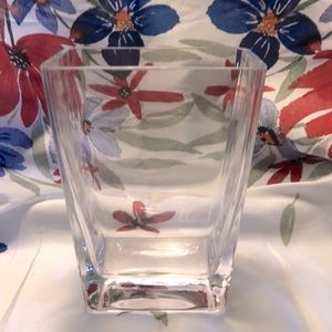 Polish Rectangular Tapered Heavyweight Clear Glass Vase 6” x 4.75”x 3.25”